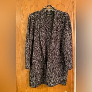 Kasper Charcoal and White Knit Cardigan